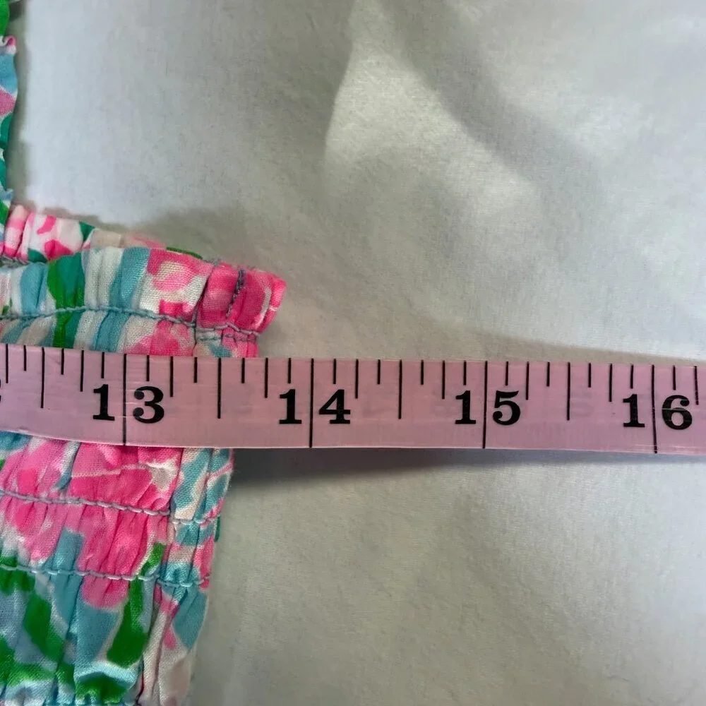Lilly Pulitzer Hadley Smocked Midi Dress Medium Amalfi Blue Leaf It Wild NWT - Picture 15 of 15